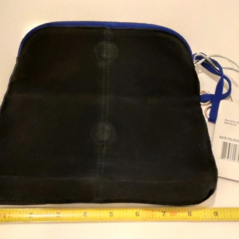 Danielle Nicole fold over Suede Black Blue clutch… - image 3